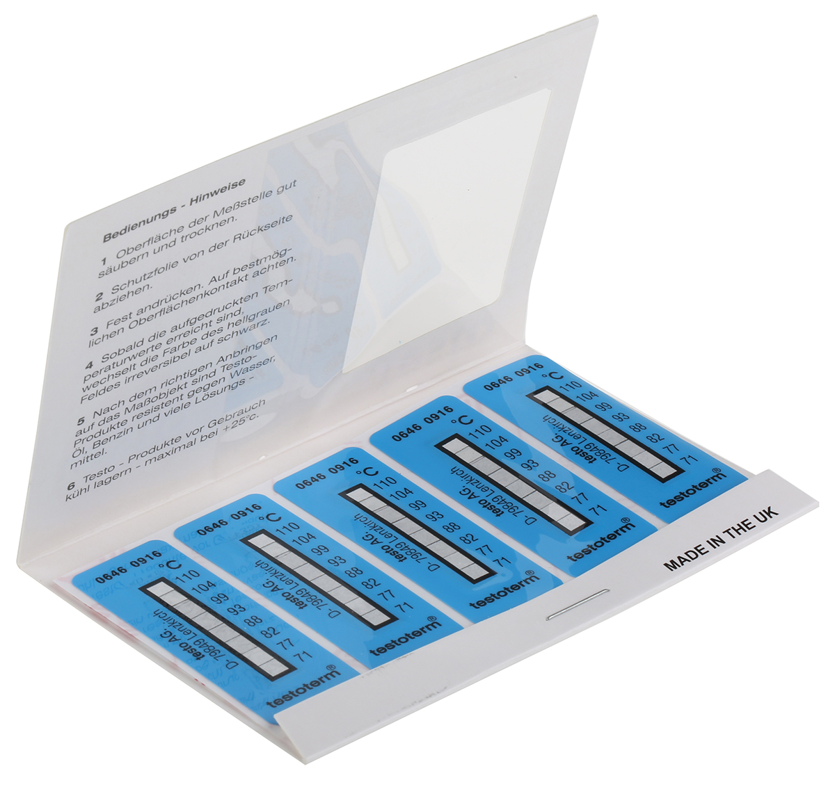 0646-0916 Testo Temperature Sensitive Label 71 °C to 110 °C 2 Levels
