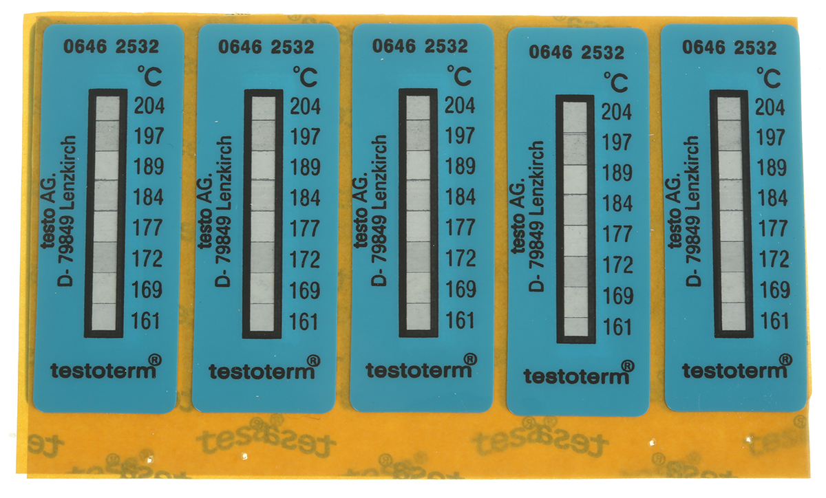 0646-2532 Testo Temperature Sensitive Label 161 °C to 204 °C 2 Levels