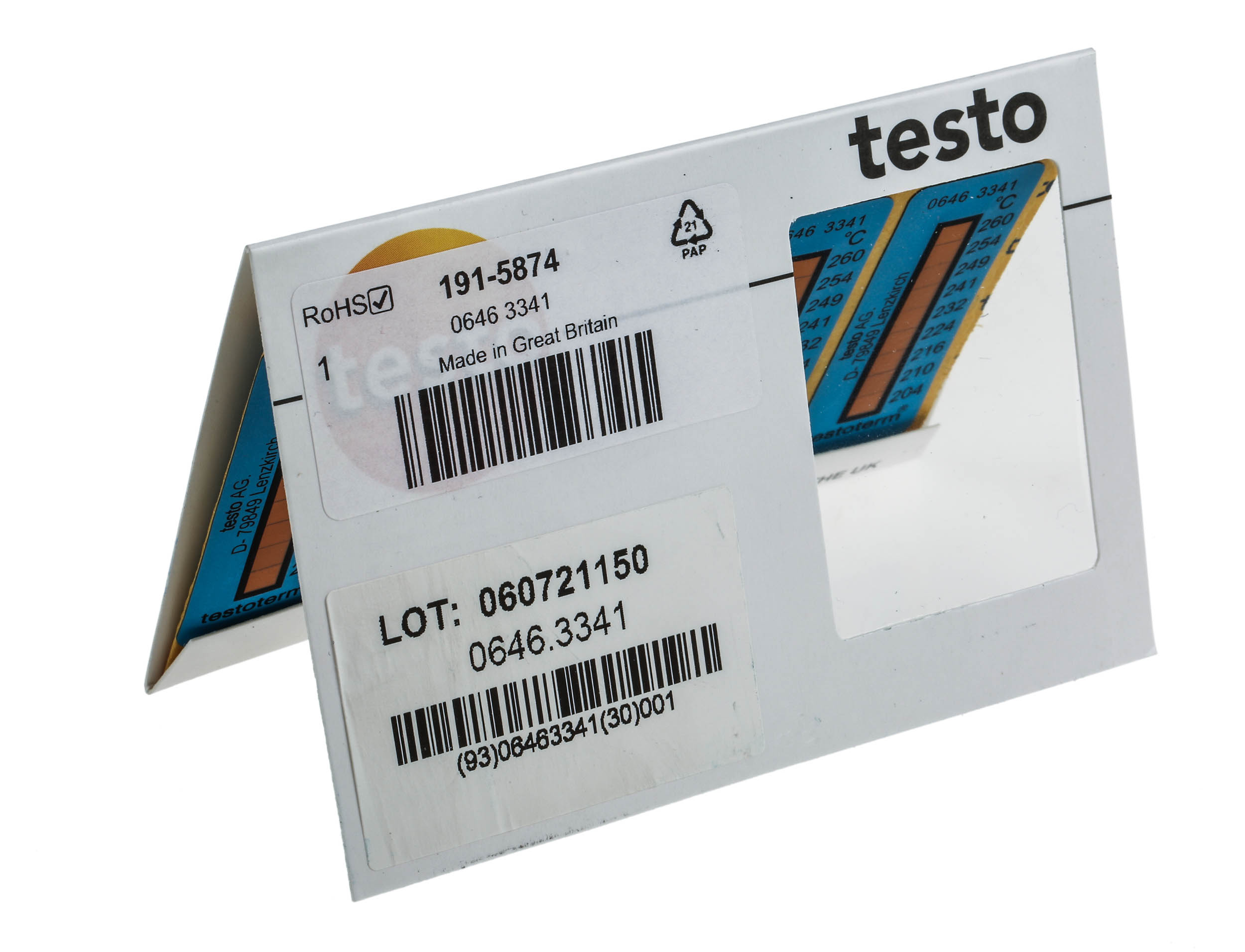Testo Temperature Sensitive Label 204 °C to 260 °C 2 Levels