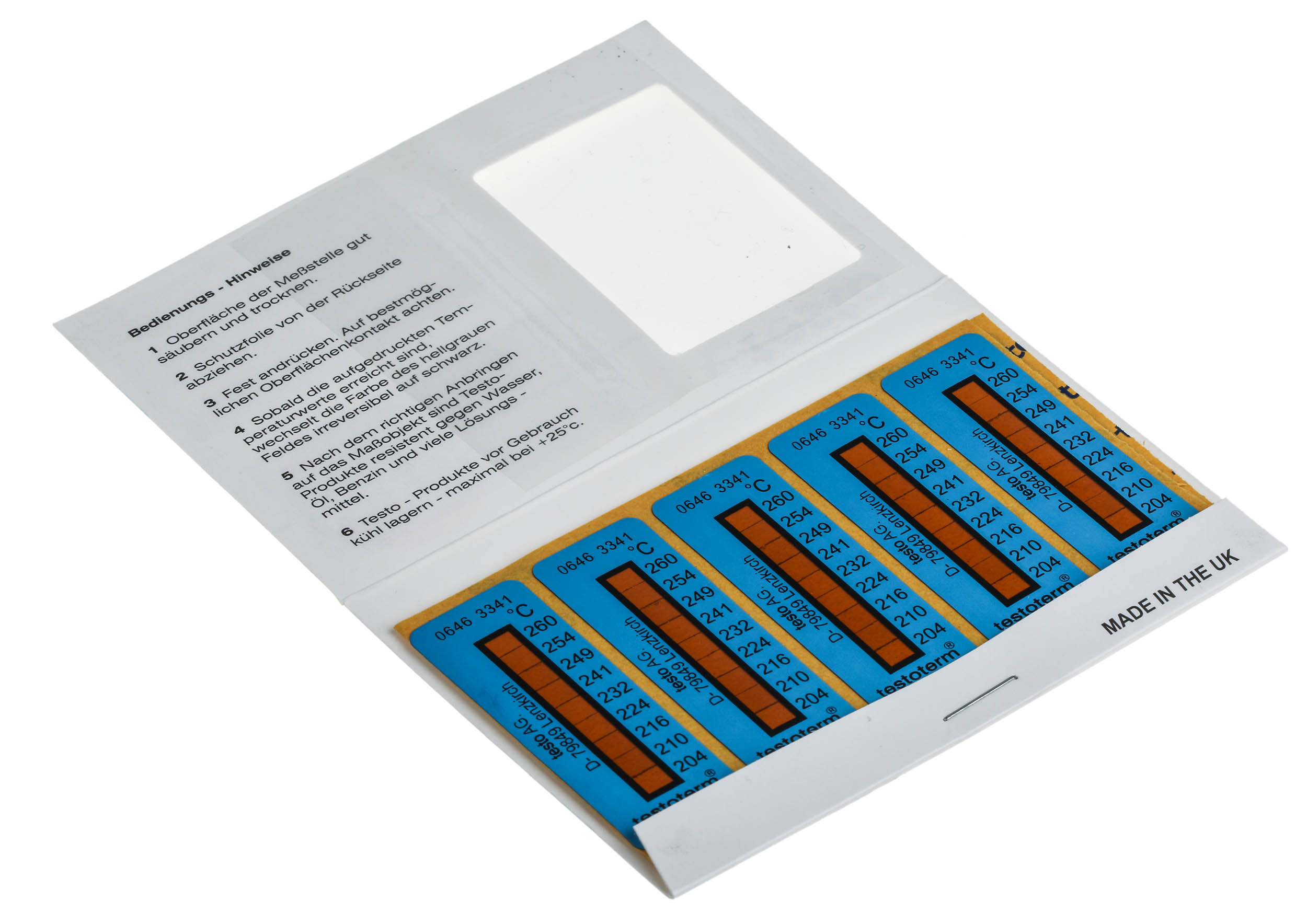 0646-3341 Testo Temperature Sensitive Label 204 °C to 260 °C 2 Levels
