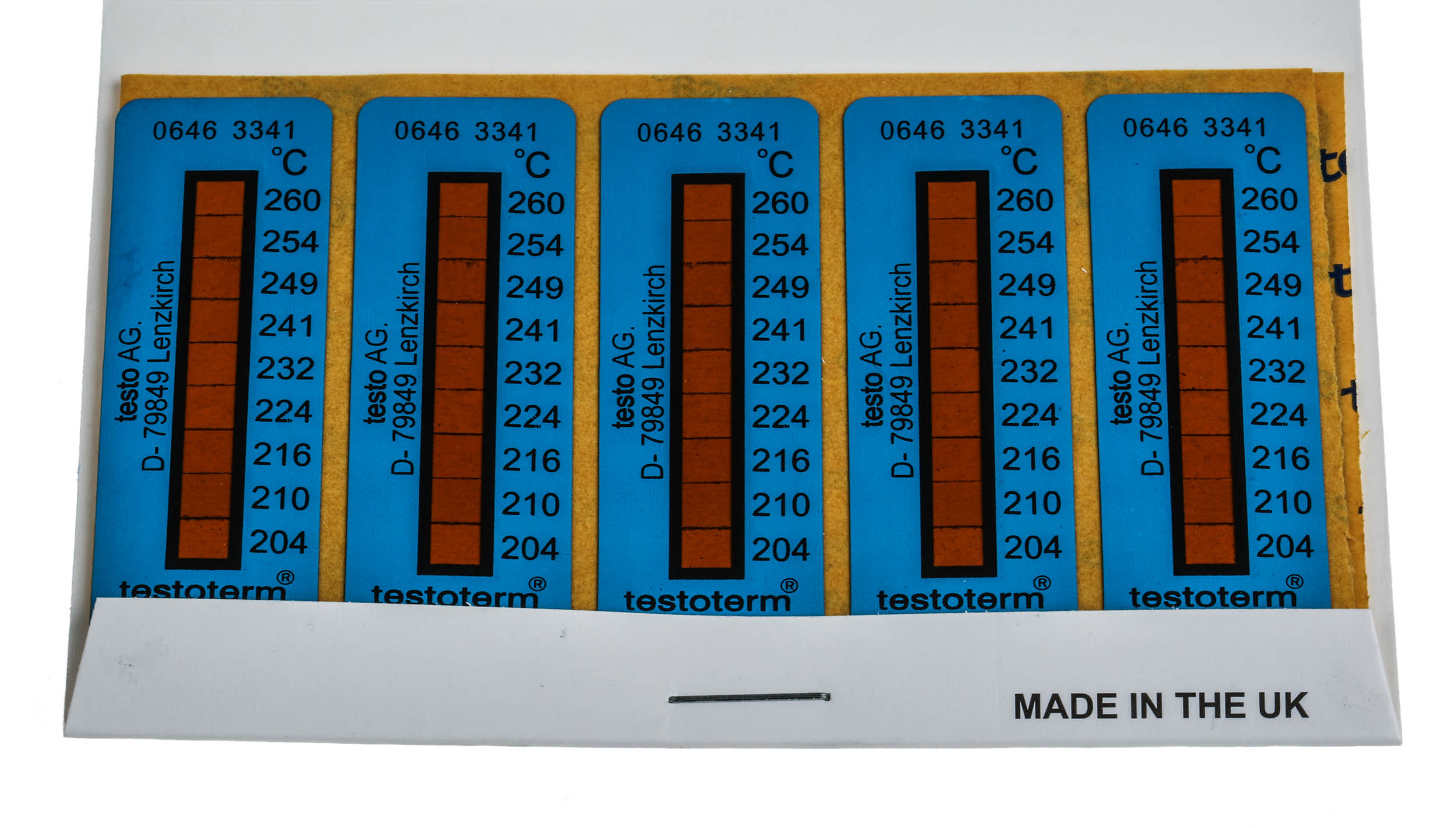 0646-3341 Testo Temperature Sensitive Label 204 °C to 260 °C 2 Levels