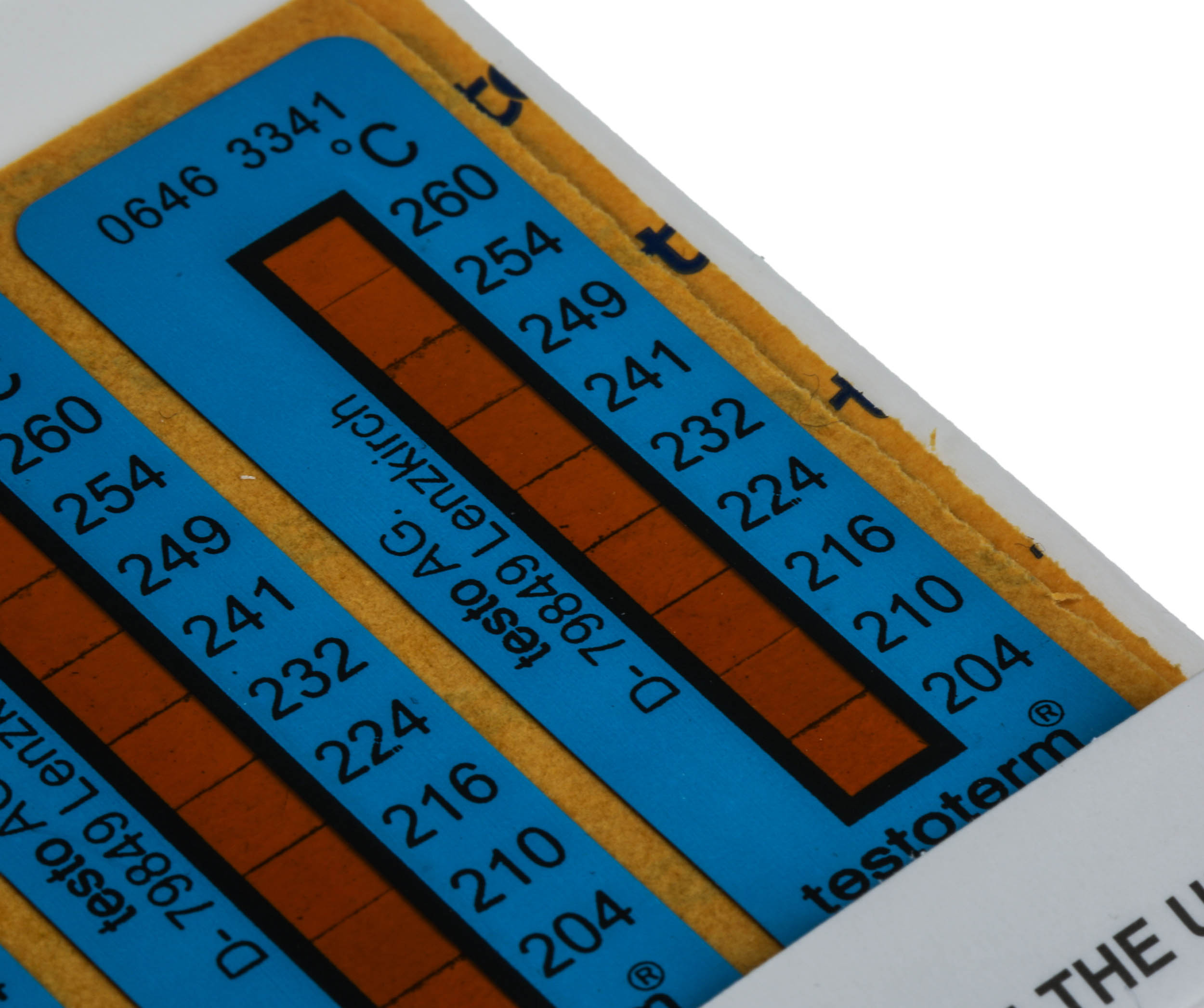 0646-3341 Testo Temperature Sensitive Label 204 °C to 260 °C 2 Levels