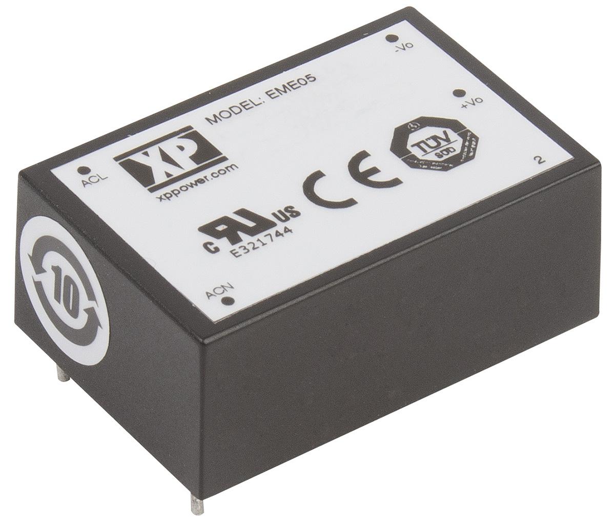 XP Power Switching Power Supply, EME05US48, 48V dc, 135mA, 5W, 1 Output, 85 → 264V ac Input Voltage