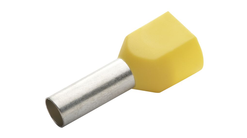 RND, RND 465 Insulated Bootlace Ferrule, 14mm Pin Length, 4.8mm Pin Diameter, Yellow