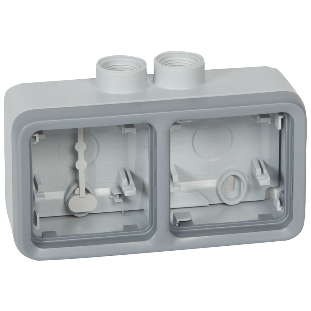 Legrand Plexo Grey Grey Thermoplastic Back Box, IP55, Surface Mount, 2 Gangs