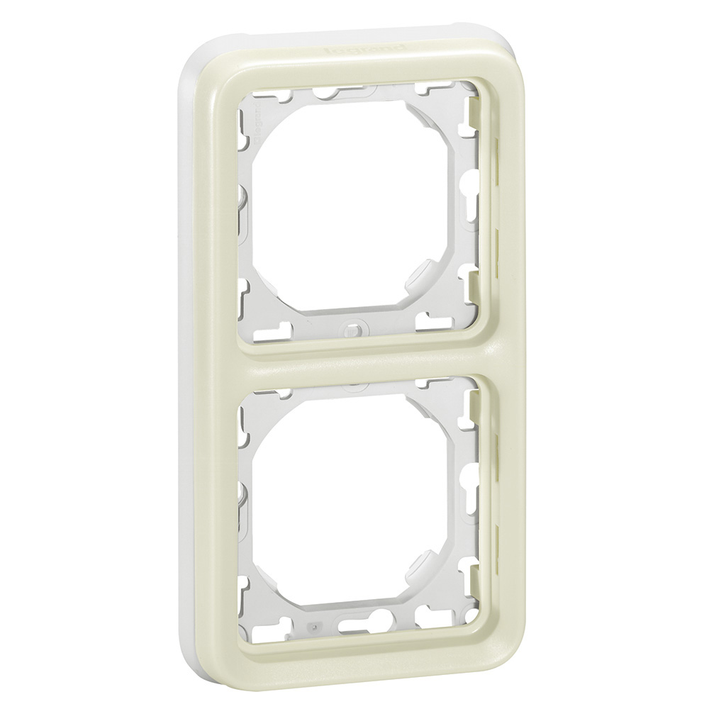 Legrand White Thermoplastic Back Box, German, French standard, IP55, Flush, Vertical Mount, 2 Gangs