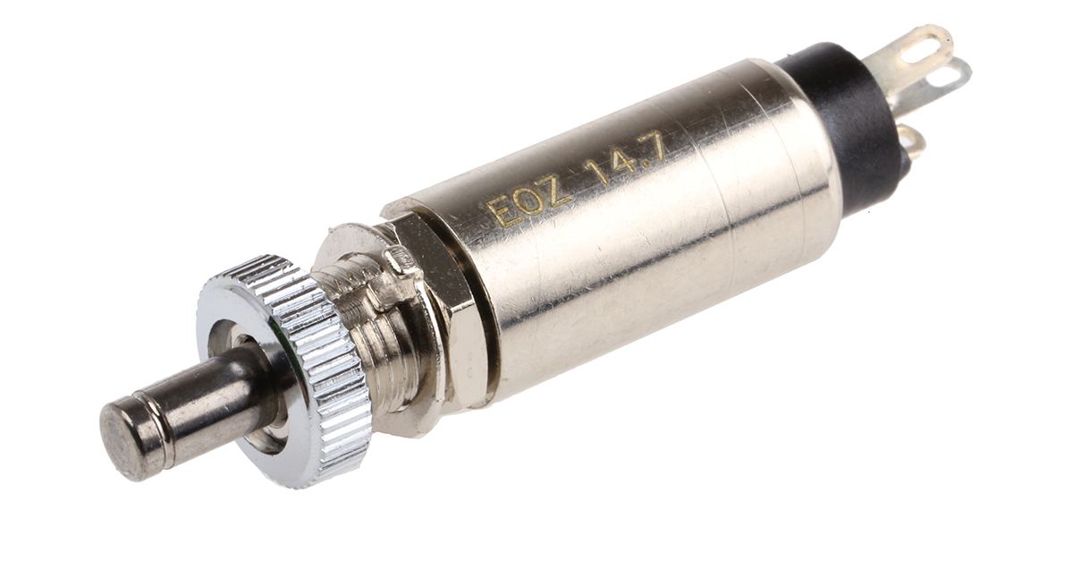 EOZ DJET Series Push Button Switch, Momentary, Panel, 6.4 mm Cutout, SPDT
