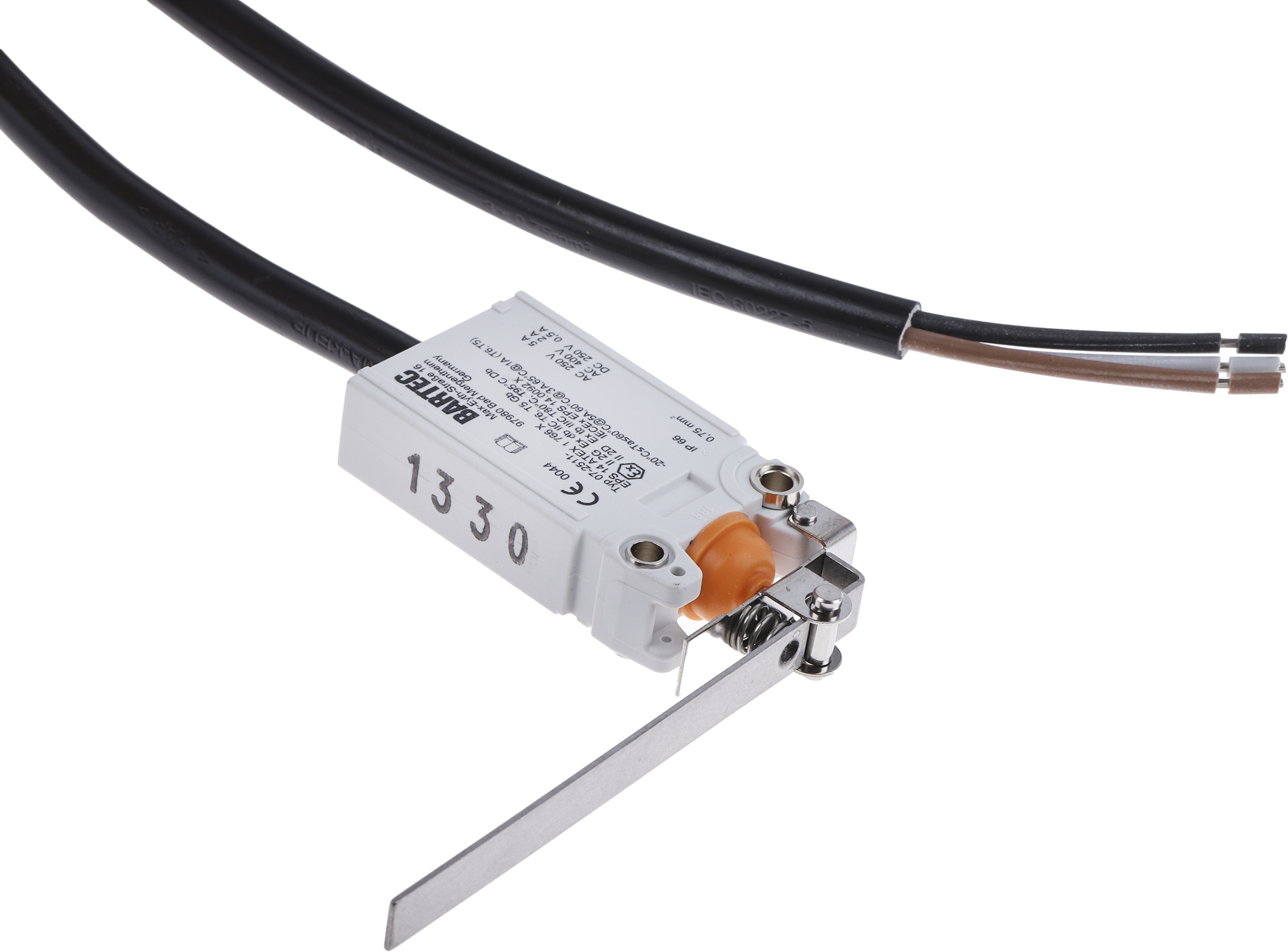 Bartec Plunger Limit Switch, 1 NO/1 NC, IP66, Plastic Housing, 400V ac, 2A