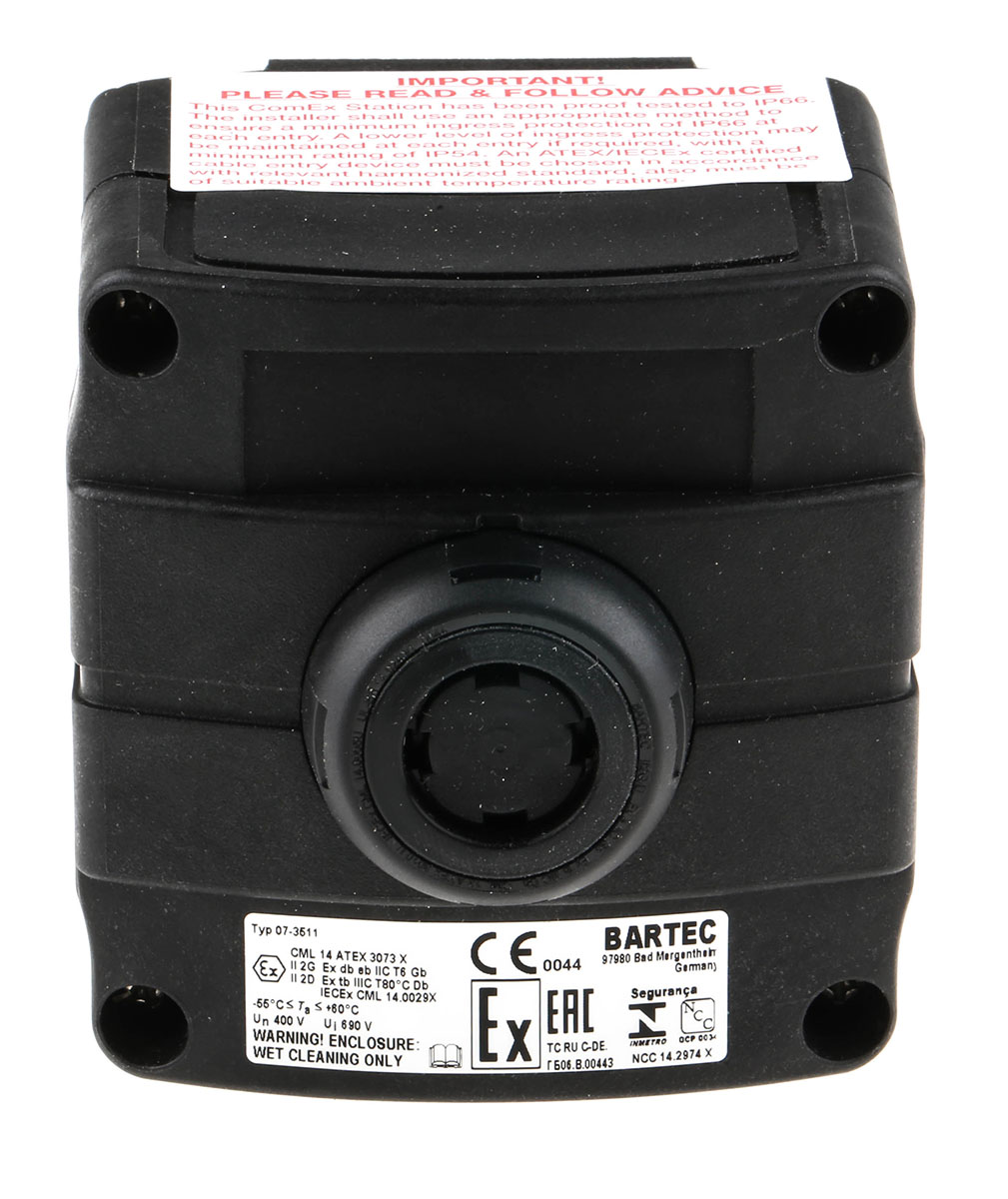 07-3511-10p74 Bartec Push Button Control Station, Thermoplastic, IP66, IP67