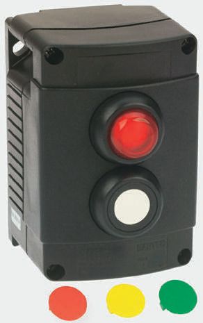 Bartec Momentary Push Button Control Station, Thermoplastic, 1 Cutouts, Red, IP66, IP67