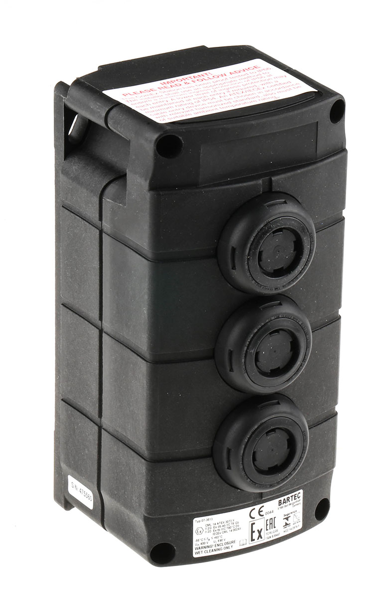 Bartec Push Button Control Station, Thermoplastic, IP66, IP67