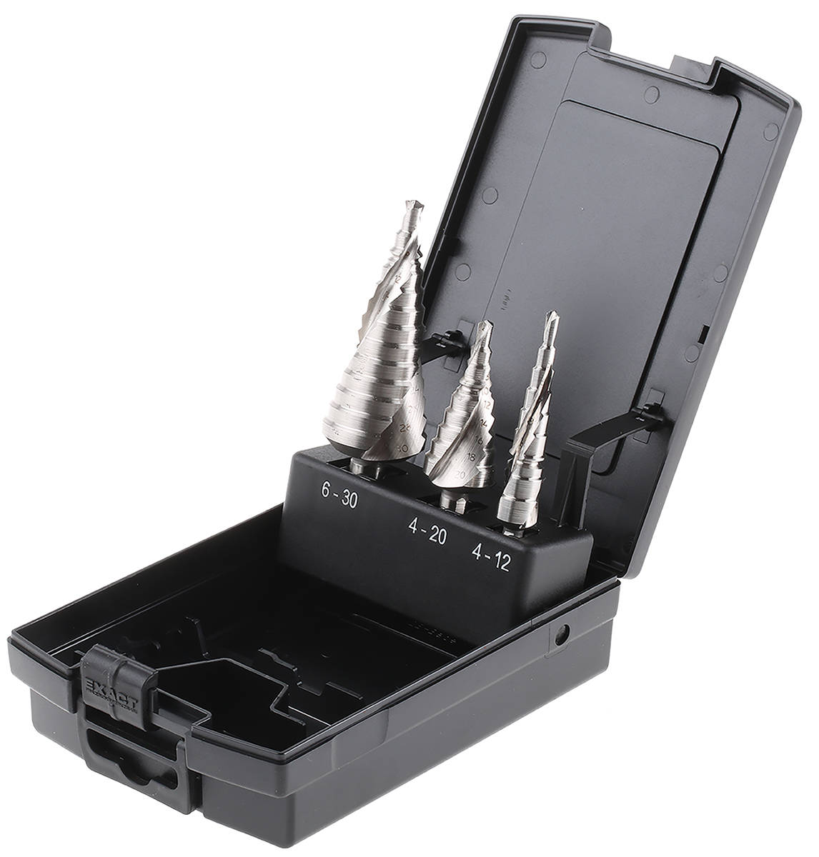 EXACT 3-Piece Step Drill Bit Set for Metal, 30 mm Max, 4 mm Min, High Speed Steel Bits