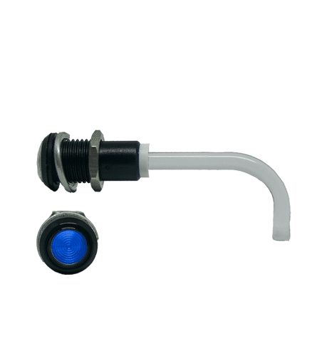 RHD-1100-2000-F9PZB67PR Bivar, Panel Mount Right Angle LED Light Pipe, Blue Round Lens