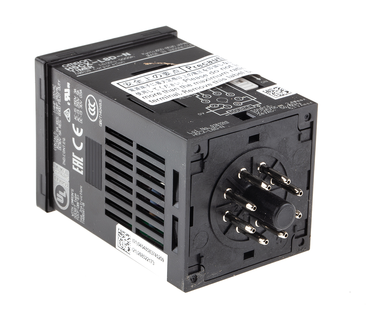 h5cx-l8d-n Omron Multi Function Timer Relay, 8-Pin Connector, 0.001 s → 9999 h, 1 Contacts, SPDT, 12 → 24 V ac/dc