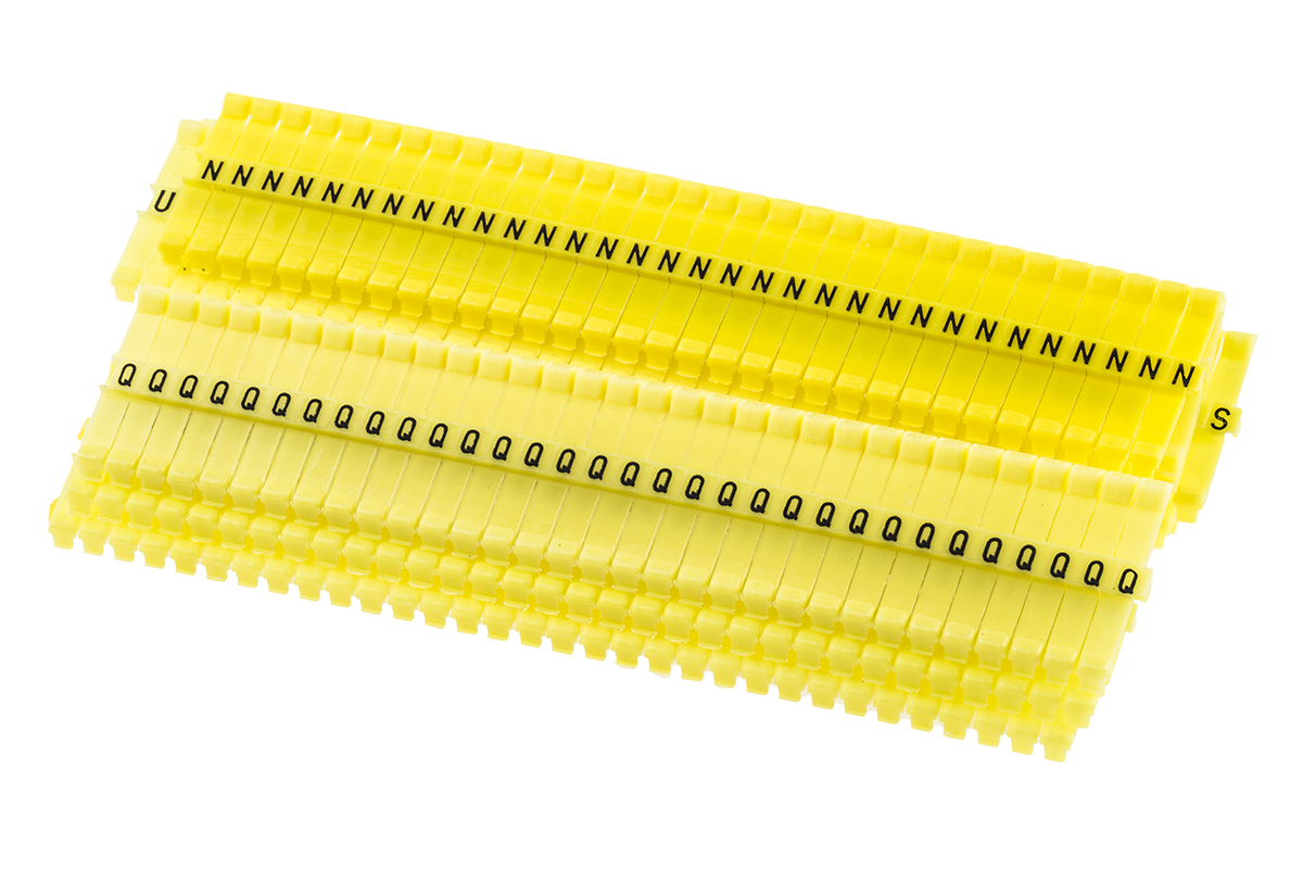 JLP PLIO®-CLIP Clip-On Cable Marker, Black, Pre-printed "/, Plain, N to Z, .", 6 mm Cable Yellow, 3.6 mm Cable,