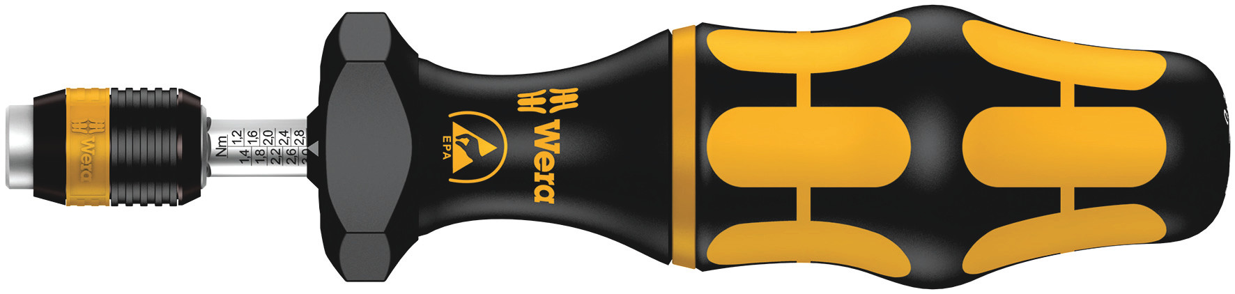 Wera Adjustable Torque Screwdriver, 0.3 To 1.2 Nm, 1/4 in Drive ESD Safe, ±6 % Accuracy, RSCAL