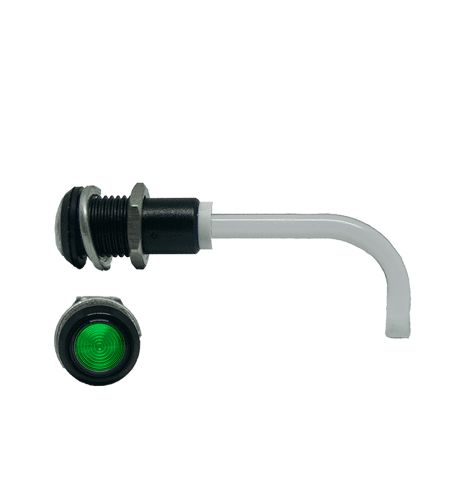 RHD-0900-2500-F9PZG67PR Bivar, Panel Mount Right Angle LED Light Pipe, Green Round Lens