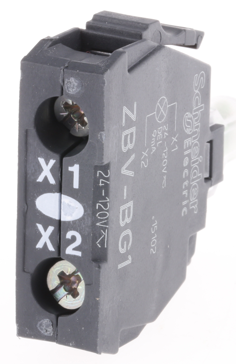 Schneider Electric ZBVBG1, XB4 XB5 Light Block LED White 24 → 120 V Screw Terminal