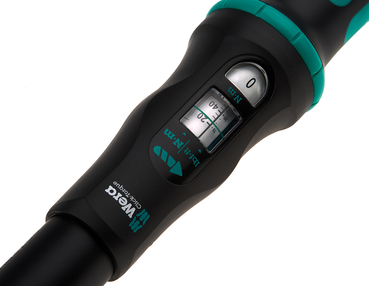 075611 Wera Click-Torque B 2 Click Torque Wrench, 20 To 100 Nm, 3/8 in Drive, Square Drive, 405mm Overall, RSCAL