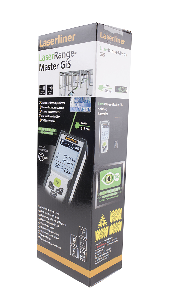 080838a Laserliner Laser Measure, 0.05 to 50 m Range, ±2 mm Accuracy