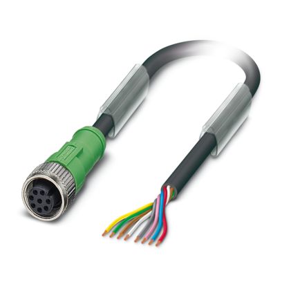 Phoenix Contact 8 way Free Cable End to 8 way Straight Socket M12 Actuator/Sensor Cable, 1.5 m