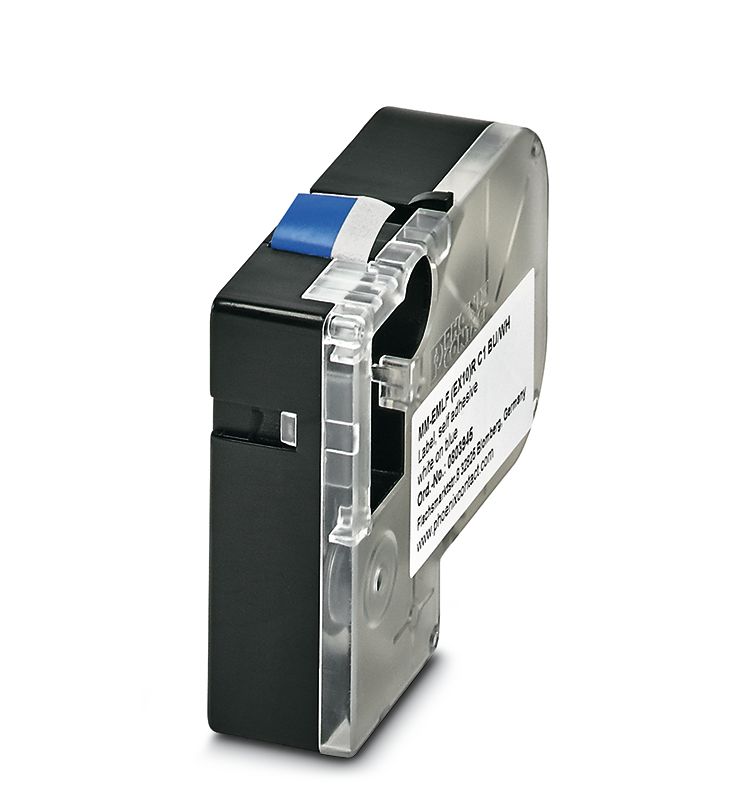 Phoenix Contact White on Blue Label Printer Tape, 8000 mm Length, 10 mm Width, 8 m Label Length, 10 mm Label Width