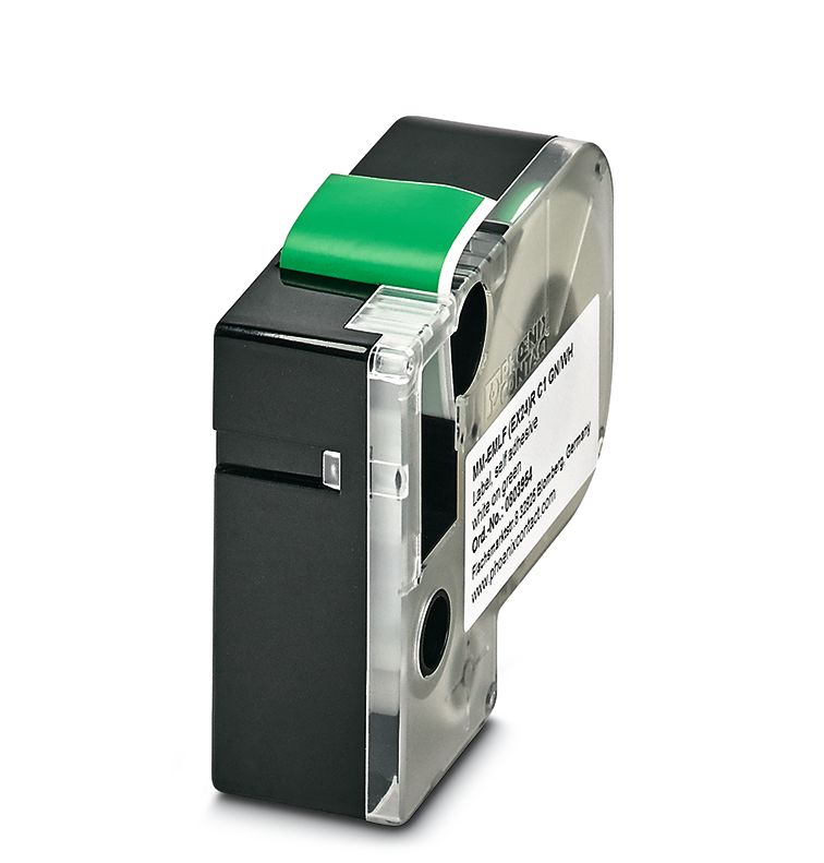 Phoenix Contact White on Green Label Printer Tape, 8 m Length, 24 mm Width, 8 m Label Length, 24 mm Label Width