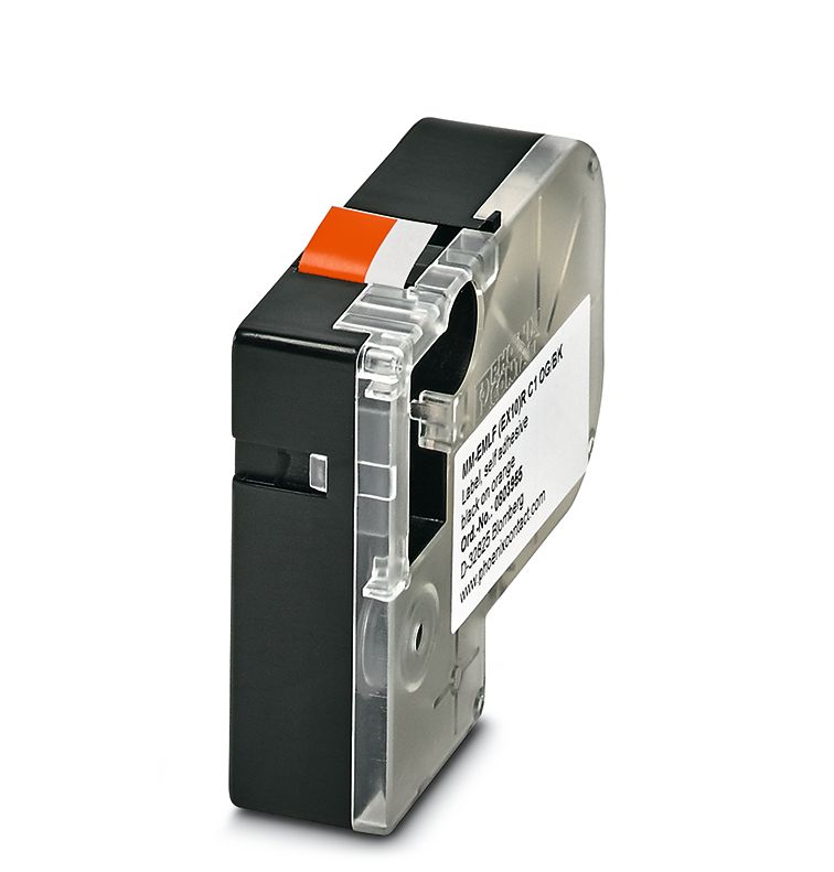 Phoenix Contact Black on Orange Label Printer Tape, 8000 mm Length, 10 mm Width, 8 m Label Length, 10 mm Label Width