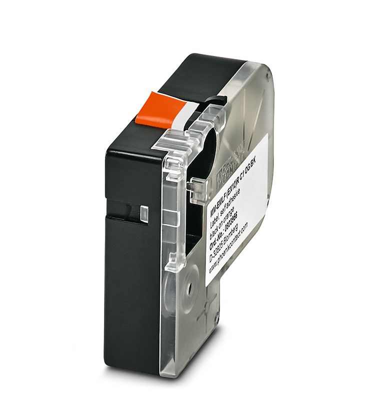 Phoenix Contact Black on Orange Label Printer Tape, 8 m Length, 12 mm Width, 8 m Label Length, 12 mm Label Width
