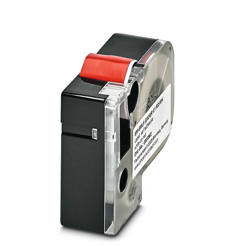 Phoenix Contact White on Red Label Printer Tape, 8 m Length, 24 mm Width, 8 m Label Length, 24 mm Label Width