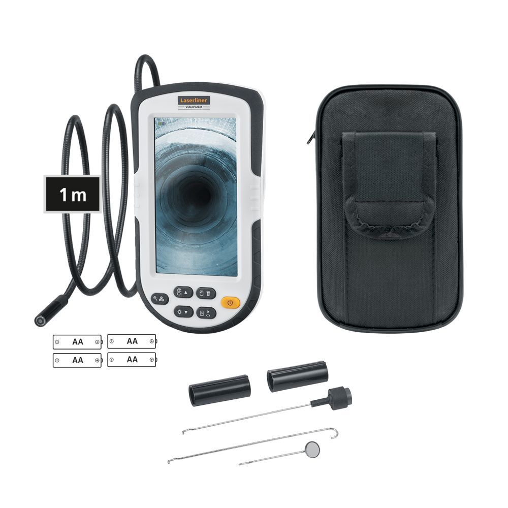 082261a Laserliner 082.261A 8 mm probe Inspection Camera, 1 m Probe Length, 480 x 272 pixel Resolution, LED Illumination