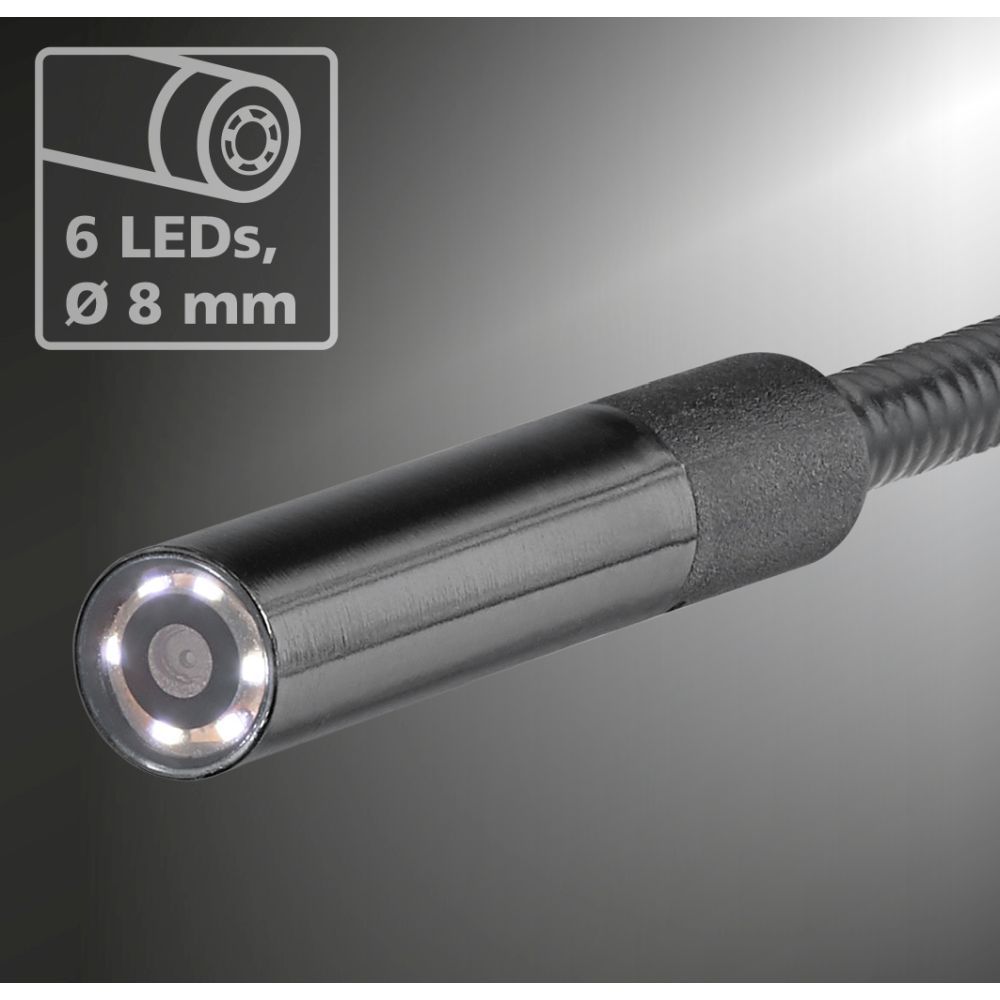082261a Laserliner 082.261A 8 mm probe Inspection Camera, 1 m Probe Length, 480 x 272 pixel Resolution, LED Illumination