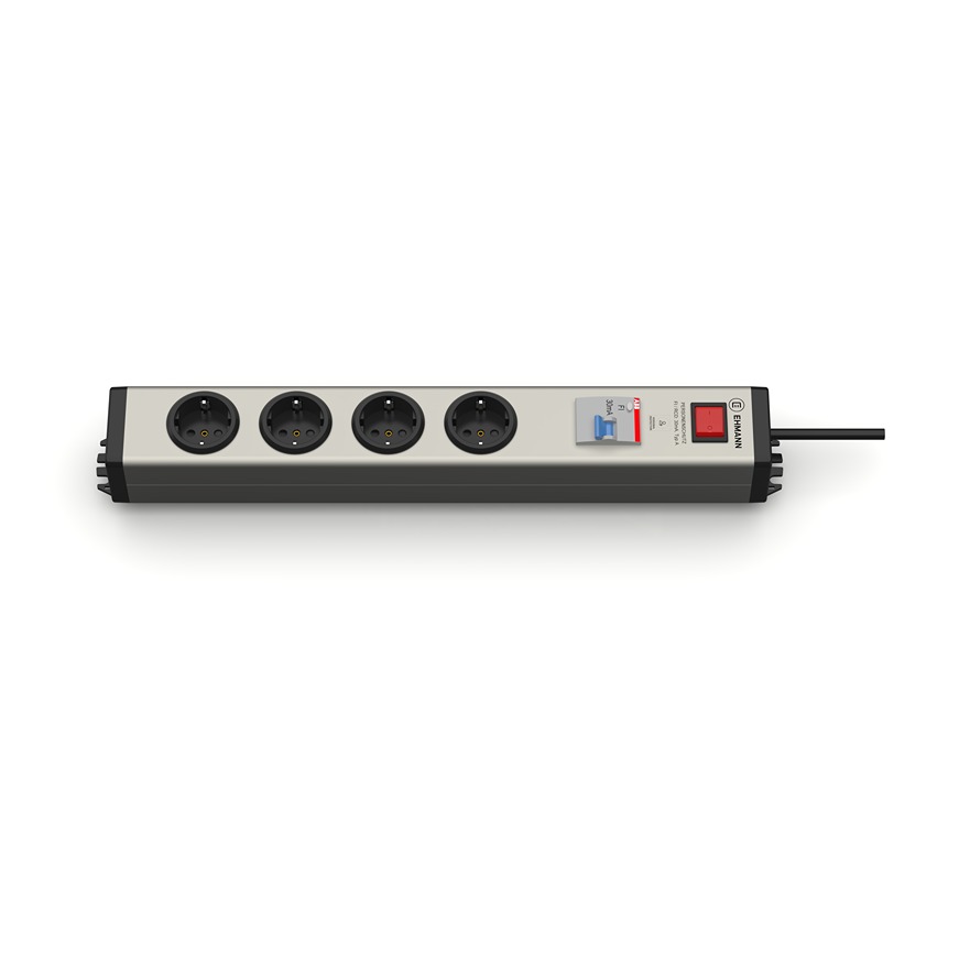 Bodo Ehmann Type F 4 Gang Socket Bar, 3m Cable, 16A, 230V RCD Protected