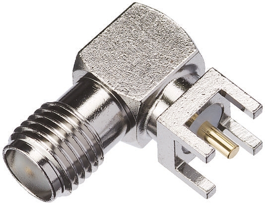 Yuetsu PCB Female SMA, 50 Ω, Right Angle Body Solder