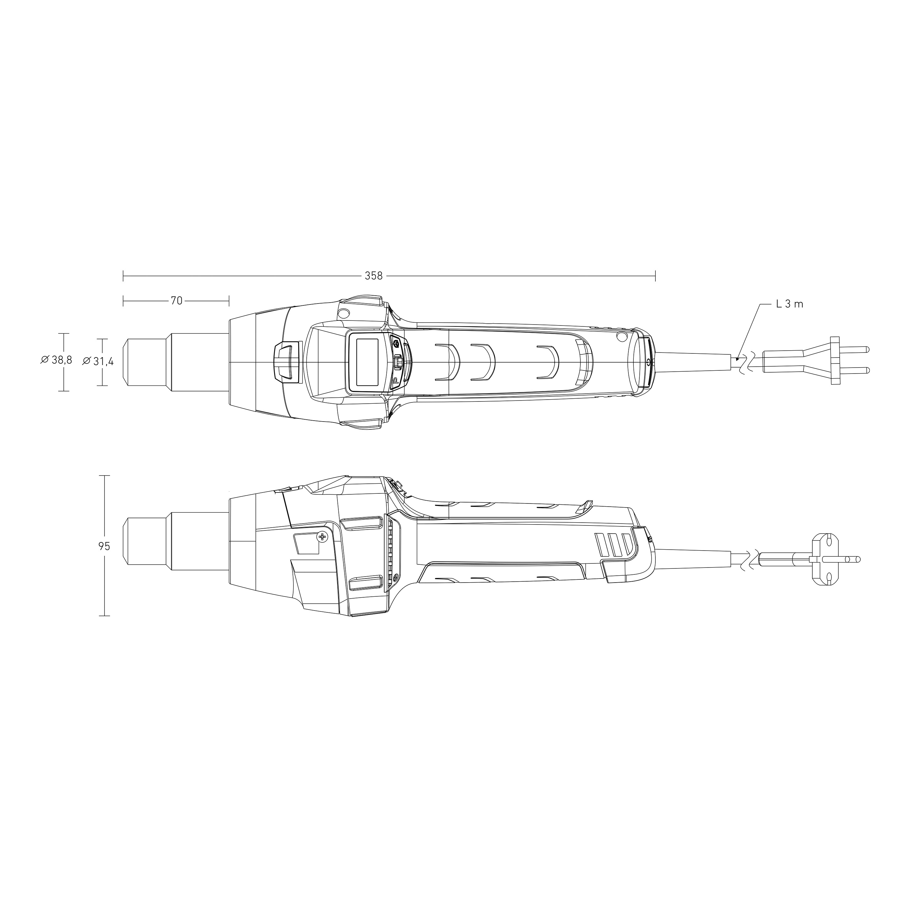 089542 Steinel  700 °C max Corded 2300 W, Type E, Type F