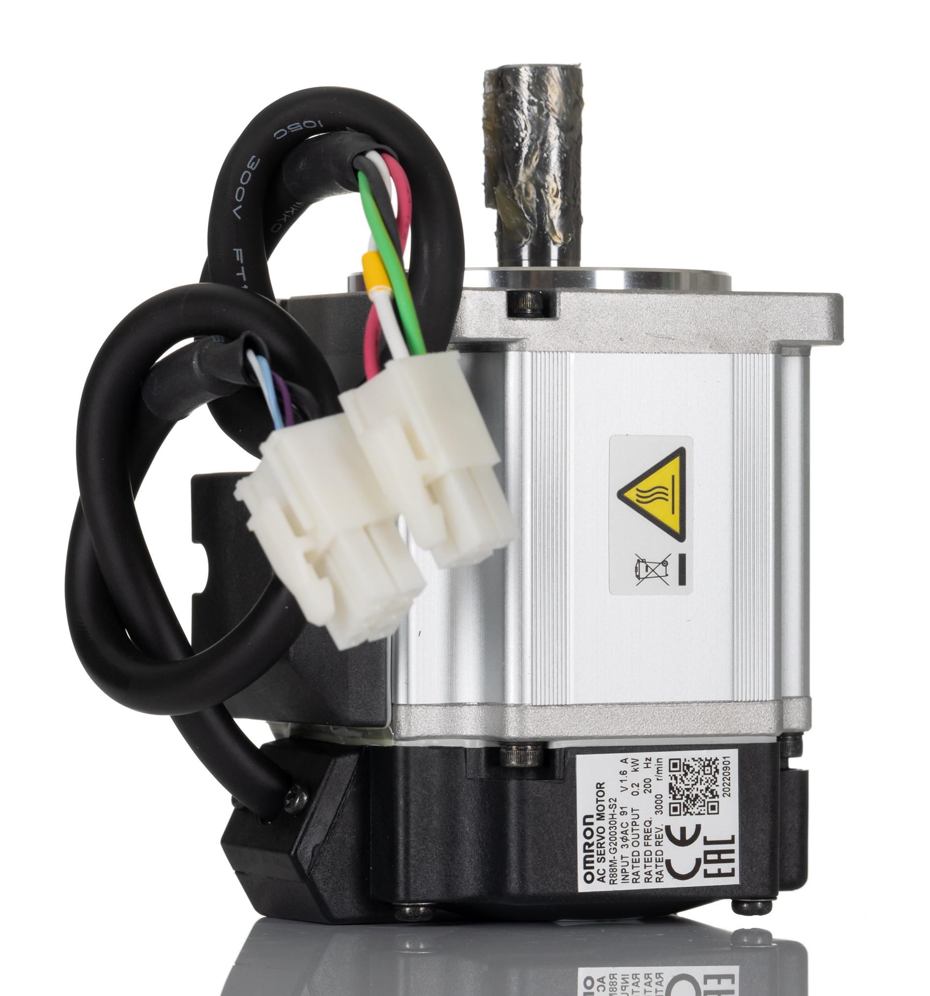 Omron 200 V 200 W Servo Motor, 3000 rpm, 0.64 Nm Max Output Torque, 50mm Shaft Diameter