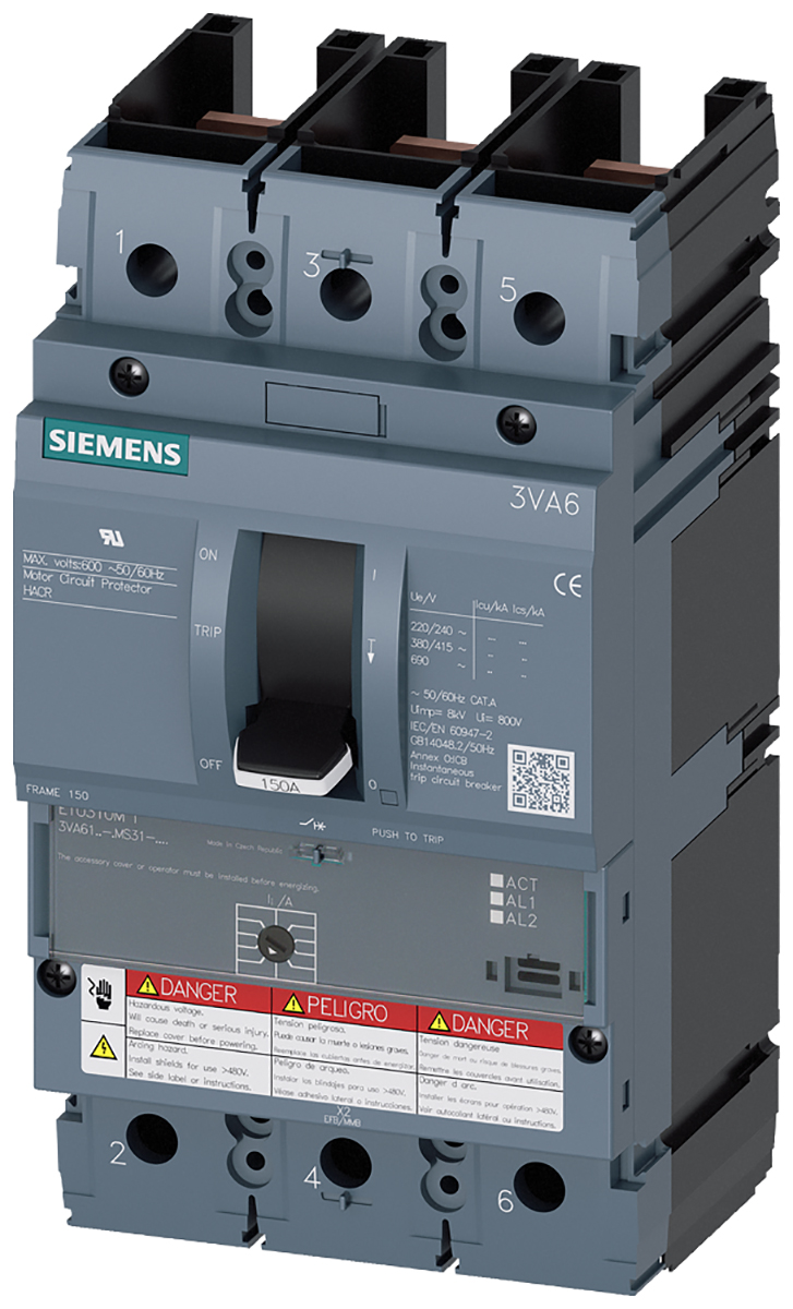 Siemens, Sentron Circuit breaker 3P 150A, DIN Rail Mount