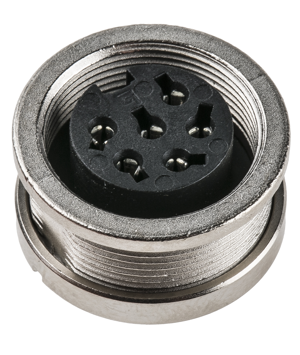binder Circular Connector, 6 Contacts, Panel Mount, M16 Connector, Socket, Female, IP67, 723 Series