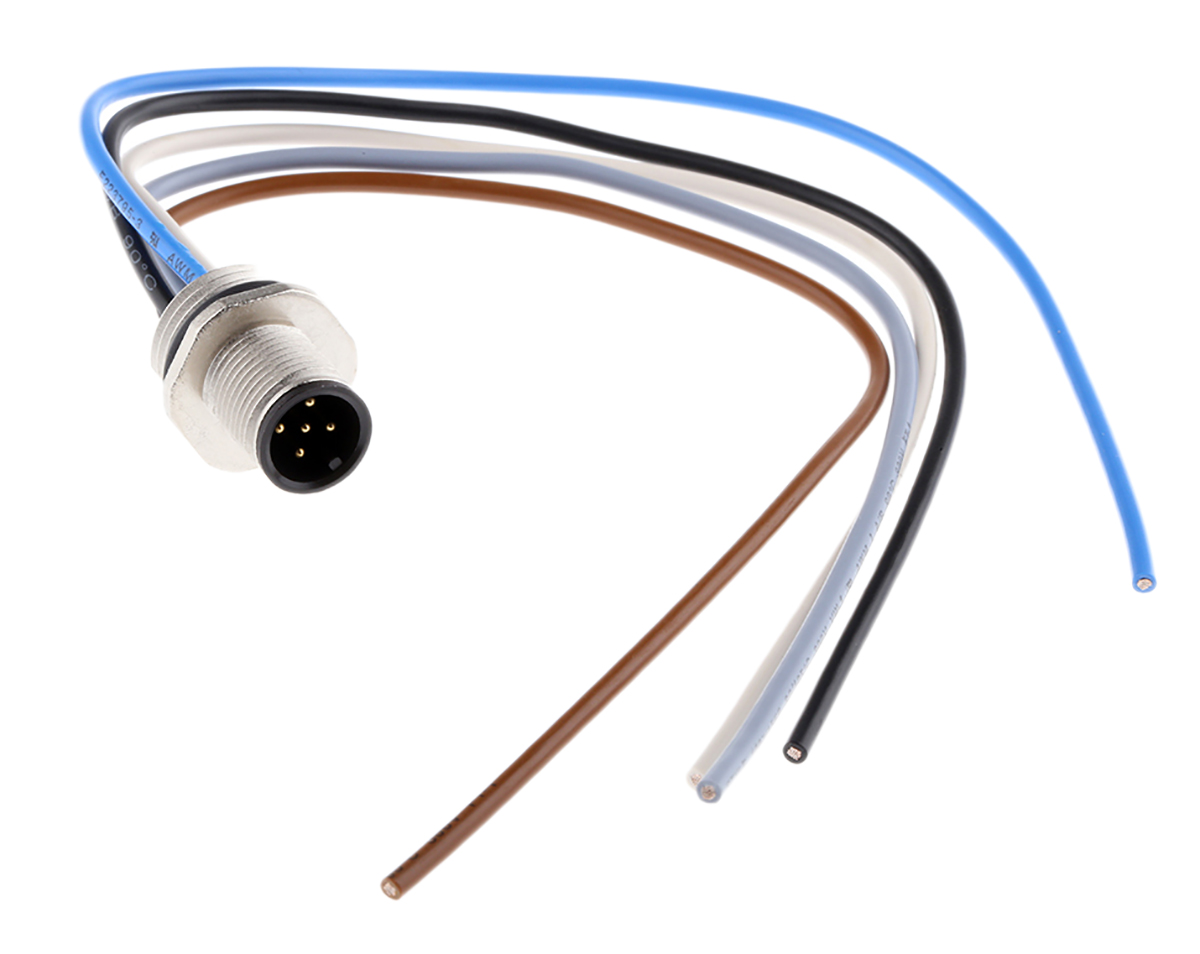 binder Circular Connector, 5 Contacts, Cable, M12 Connector, Plug, Male, IP67, 763 Series