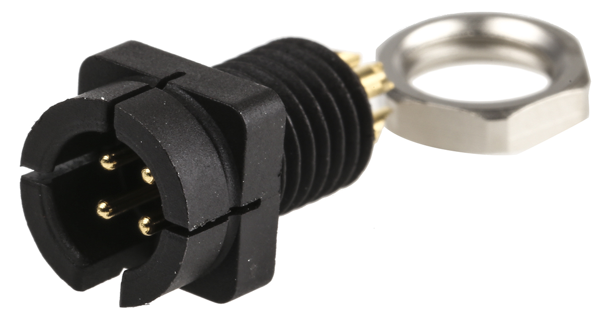 binder Circular Connector, 4 Contacts, Panel Mount, Subminiature Connector, Plug, Male, IP40, 719 Series