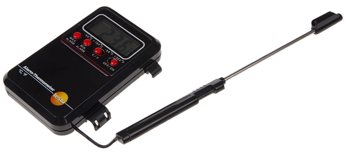 0900-0530 Testo Mini Alarm Probe Digital Thermometer, Penetration Probe, 1 Input(s), 150 °C Max, ±1°C Accuracy - RSCAL