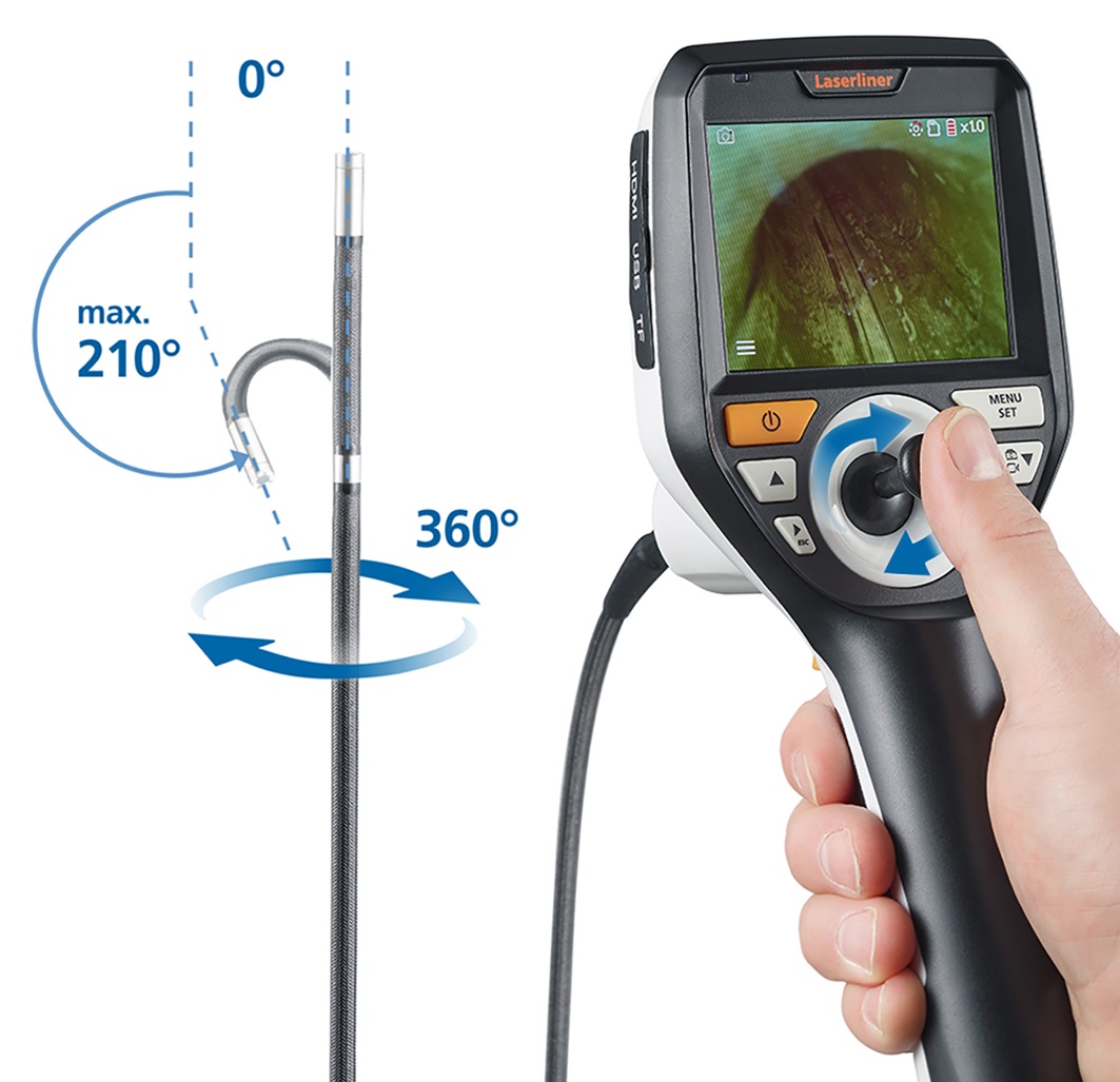 Laserliner 092.275A 6 mm probe Inspection Camera, 2 m Probe Length, 960 x 72 pixel Resolution, LED Illumination