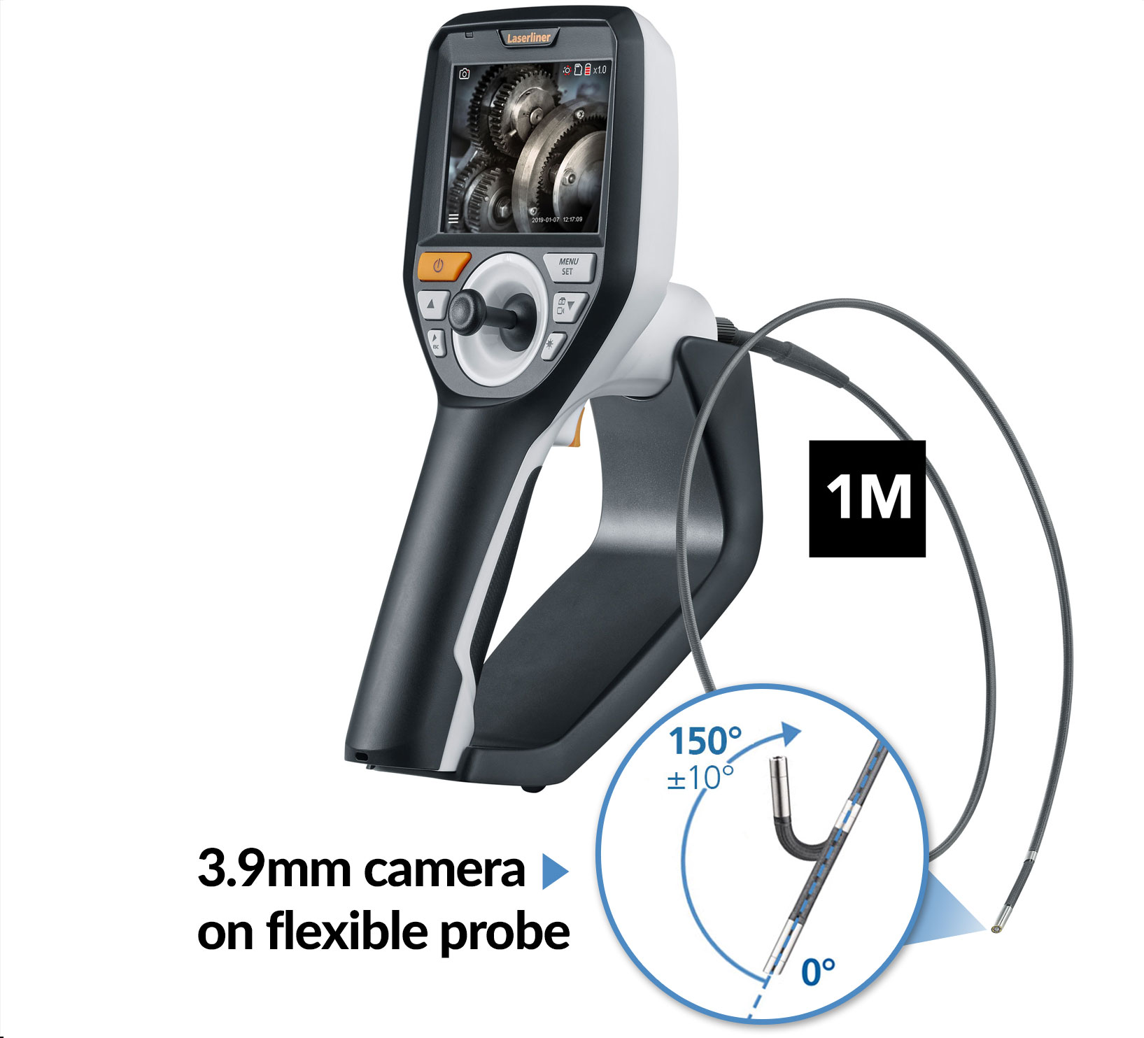 Laserliner 092.277A 3.9 mm probe Videoscope Kit, 1 m Probe Length, 640 x 480 pixel Resolution, LED Illumination