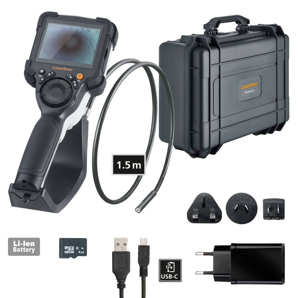 092933a Laserliner 092.933A 7.9 mm probe Inspection Camera Kit, 1.5 m Probe Length, 640 x 480 pixel Resolution, LED Illumination