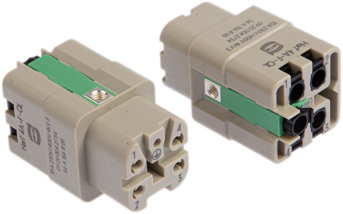 09200042734 HARTING Heavy Duty Power Connector Insert, 10A, Han A Series Female, 4 Contacts