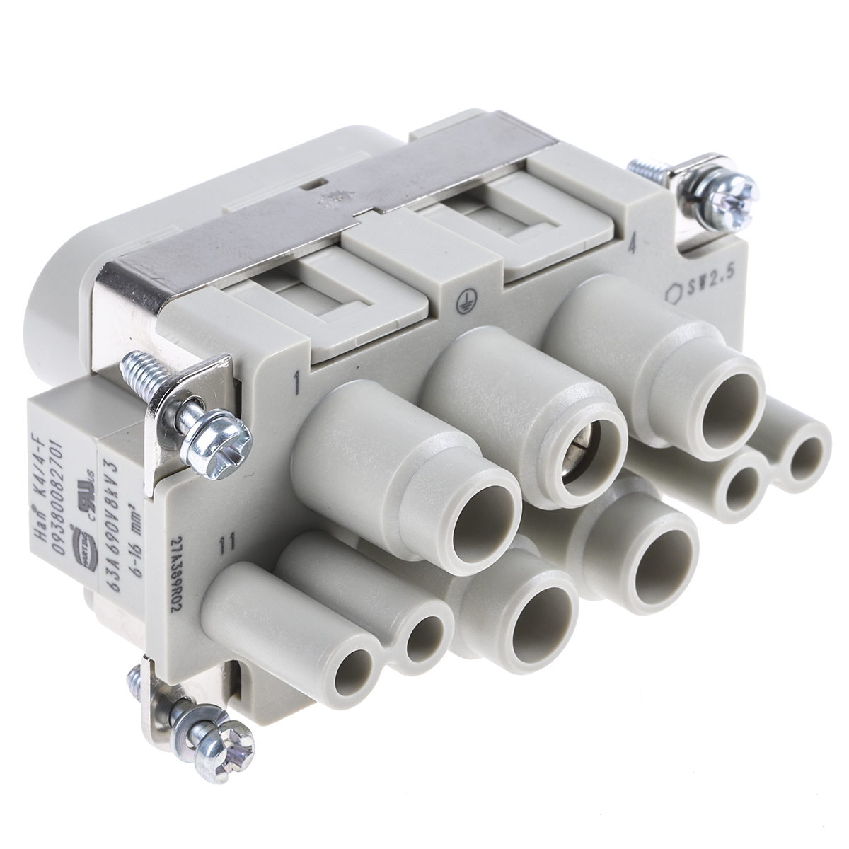HARTING Heavy Duty Power Connector Insert, 63A, 938 Series Female, 8 Contacts
