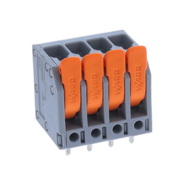 WAGO 2604 Series PCB Terminal Block, 4-Contact, 5mm Pitch, Through Hole Mount, 1-Row, Cage Clamp Termination