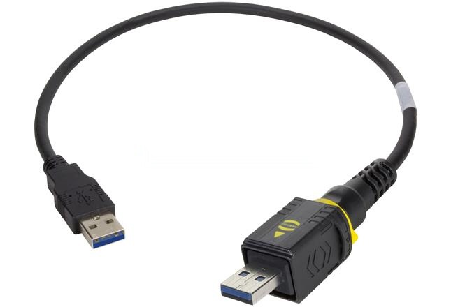 HARTING USB Cable, Male USB 3 Type A to Male, USB 3.0 USB 3 Type A, Black, 1 m