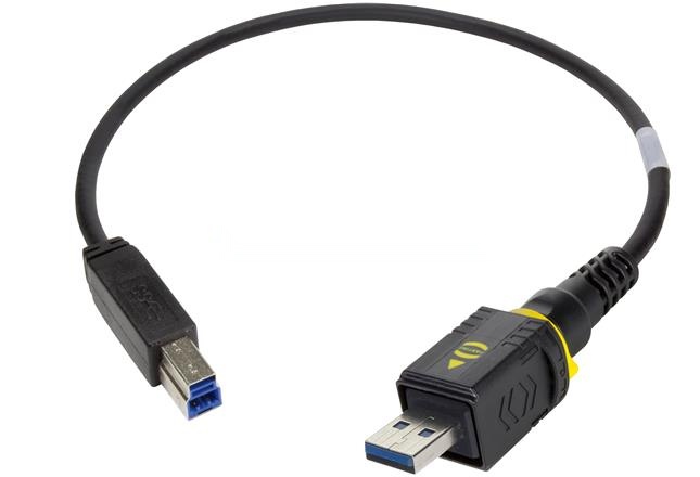 HARTING USB Cable, Male USB 3 Type A to Male, USB 3.0 USB 3 Type A, Black, 3 m