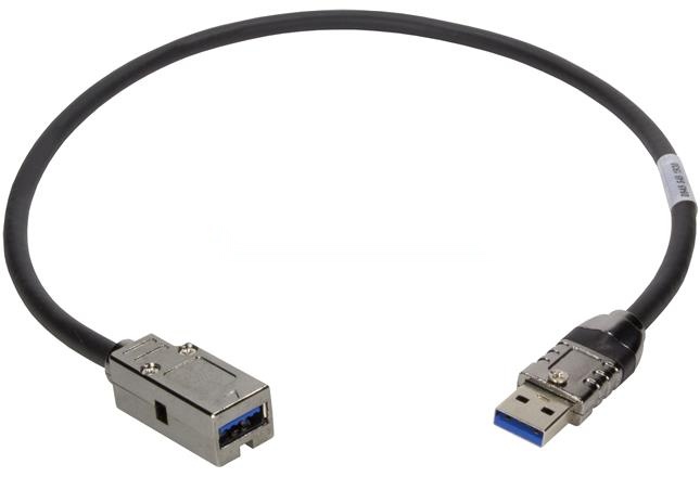 HARTING USB Cable, Male USB 3 Type A to Female, USB 3.0 USB 3 Type A, Black, 1 m